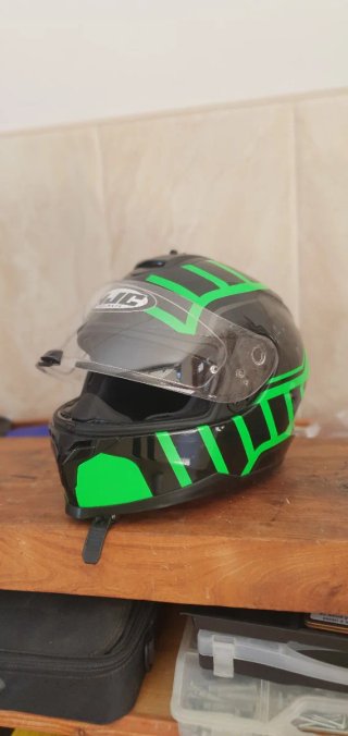 CASCO HJC INTEGRAL — Negro y Verde Flúor | DOBLE V