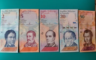 Lote 5 Billetes Venezuela Nuevos