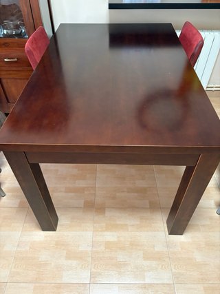 Conjunto comedor madera oscura