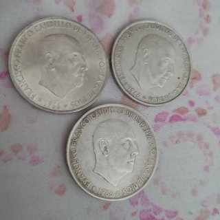 3 Monedas Franco Caudillo España 1966
