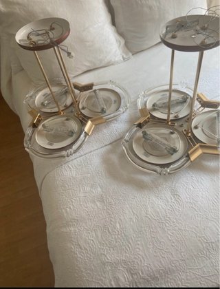 Lámpara de salón efecto madera y cristal