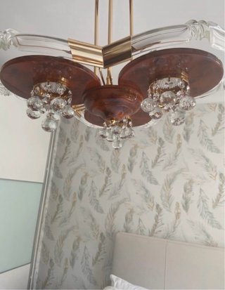 Lámpara de salón efecto madera y cristal