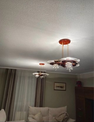 Lámpara de salón efecto madera y cristal