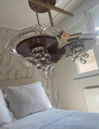 Lámpara de salón efecto madera y cristal