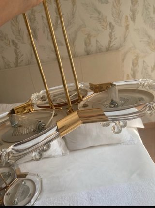 Lámpara de salón efecto madera y cristal