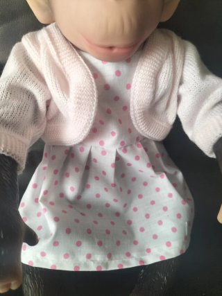 Mona de silicona bebé con vestido rosa