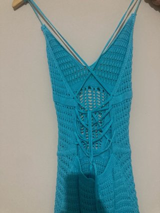 Vestido estilo crochet azul talla L
