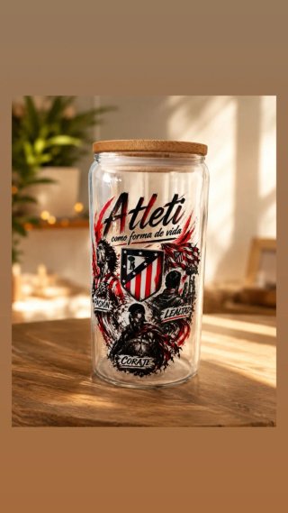 Taza Vidrio con Tapa Bambú y Pajita