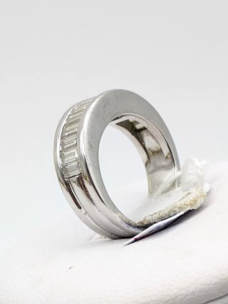 Anillo Oro 18k Blanco Diamantes Talla Baguette