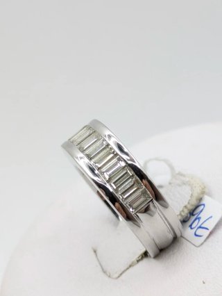 Anillo Oro 18k Blanco Diamantes Talla Baguette