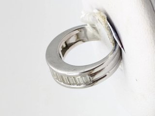 Anillo Oro 18k Blanco Diamantes Talla Baguette