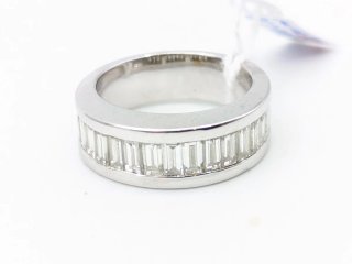 Anillo Oro 18k Blanco Diamantes Talla Baguette