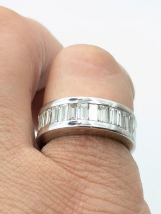 Anillo Oro 18k Blanco Diamantes Talla Baguette