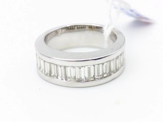 Anillo Oro 18k Blanco Diamantes Talla Baguette