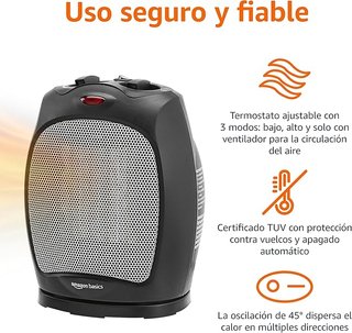 Amazon Basics Calefactor de cerámica oscilante