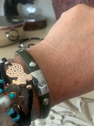 Pulsera Tous Piel, plata Tachuelas