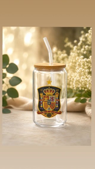 Taza Vidrio Bambú con pajita