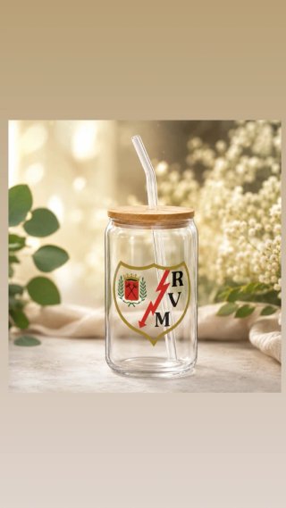 Taza Vidrio Bambú con pajita