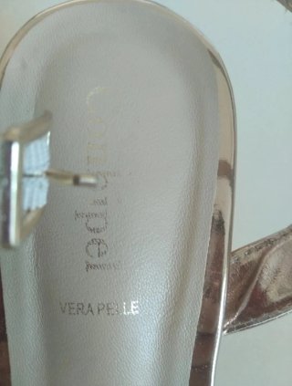 Espadrillas con zeppa alta in corda color oro