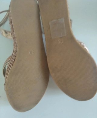 Espadrillas con zeppa alta in corda color oro