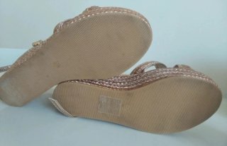 Espadrillas con zeppa alta in corda color oro