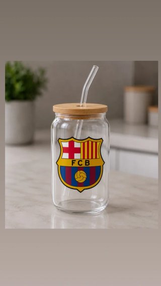 Taza Vidrio C/Pajita y Tapa Bambú