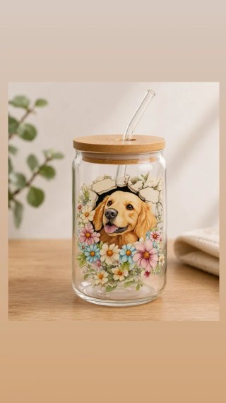 Taza Vidrio C/Pajita y Tapa Bambú