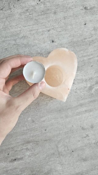 Portacandele a forma di cuore in pietra
