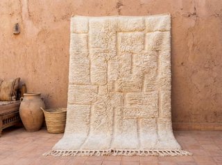 Alfombra Beige y Blanca Artesanal