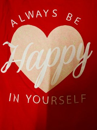 Maglietta rossa Primark cuore Happy