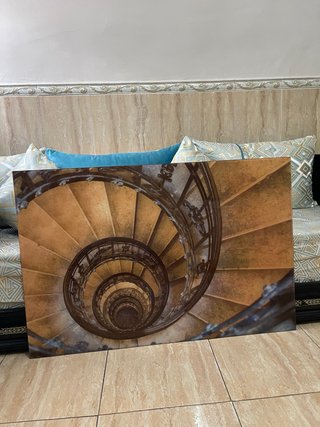 Cuadro Escalera Espiral Metal y Madera
