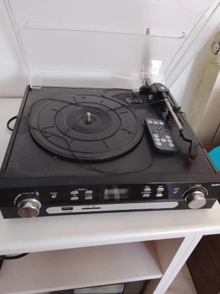 Tocadiscos Vintage Negro/Plata
