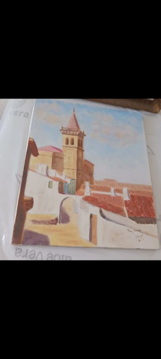 Cuadro Lienzo Pueblo con Torre