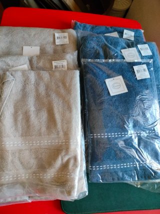 Set 2 Asciugamani 3 Pezzi Beige/Blu