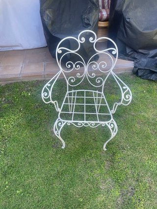 Mesa de jardín hierro blanca y 6 sillas