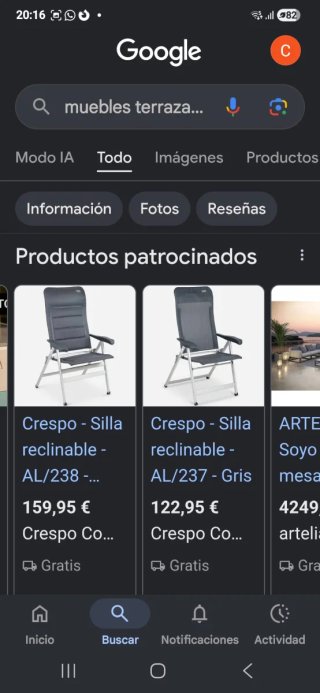 Silla de jardín plegable gris