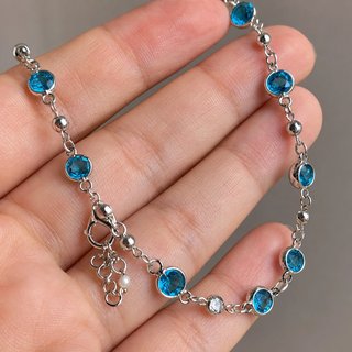 Collar Cadena Plata Cristales Azules