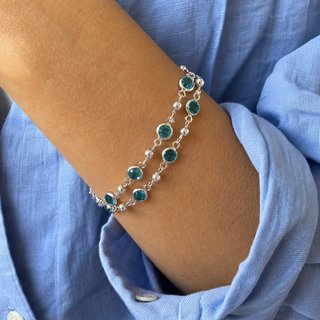 Pulsera Plata Cristales Azules
