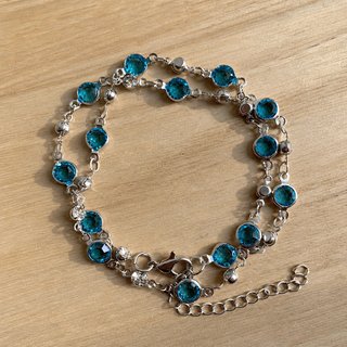 Pulsera Plata Cristales Azules