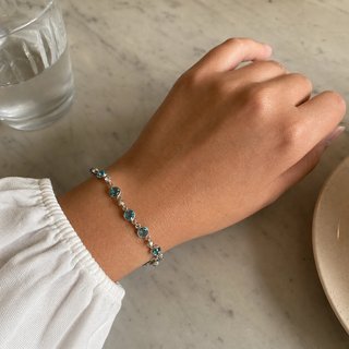 Pulsera Plata Cristales Azules