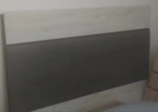 Cabecero de madera y tela beige/gris