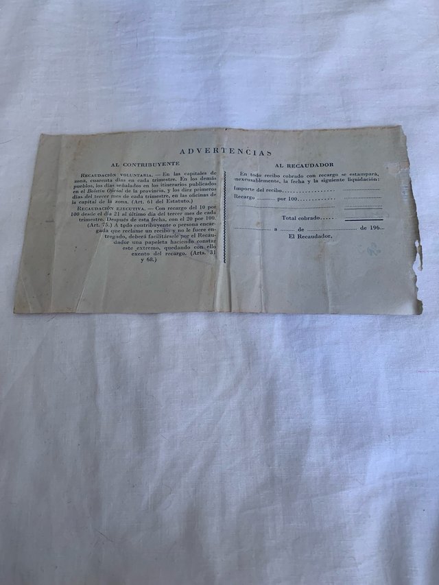 Lote 3 Recibos Caridad y Hacienda 1960