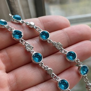 Pulsera Plata Cristales Azules