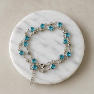 Pulsera Plata Cristales Azules