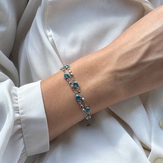 Pulsera Plata Cristales Azules