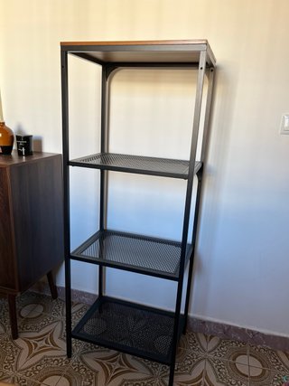 Estantería Industrial Madera y Metal Negra