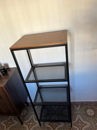 Estantería Industrial Madera y Metal Negra