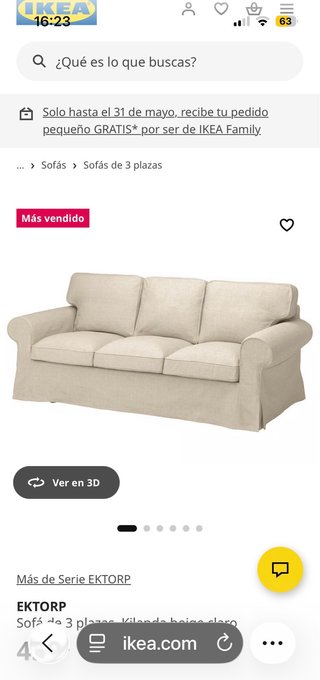 Sofá Ektorp 3 plazas Ikea