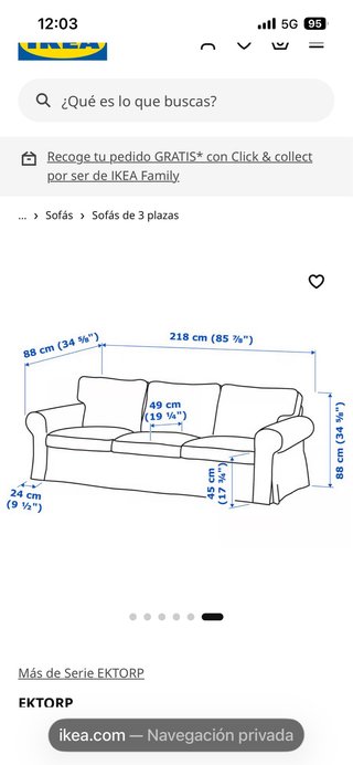 Sofá Ektorp 3 plazas Ikea