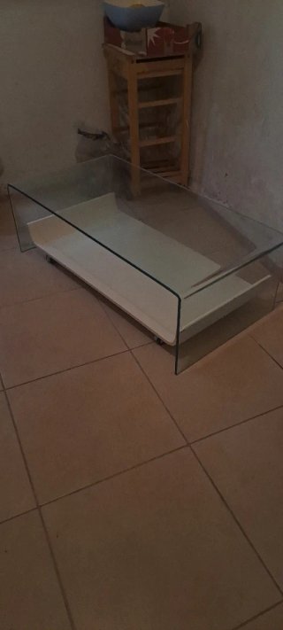 Mesa de centro cristal curvo